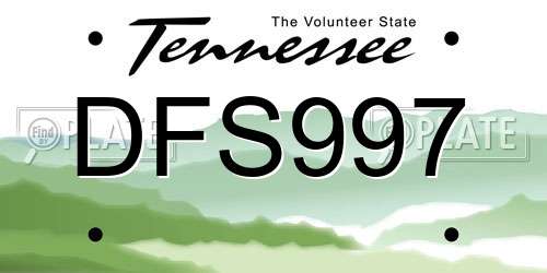 DFS997 Tennessee License Plate