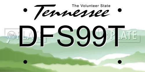 DFS99T Tennessee License Plate