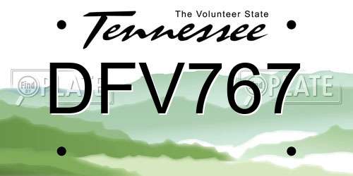 DFV767 Tennessee License Plate