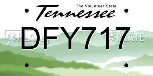 DFY717 Tennessee License Plate