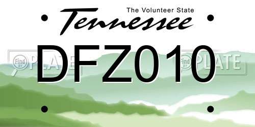 DFZ010 Tennessee License Plate