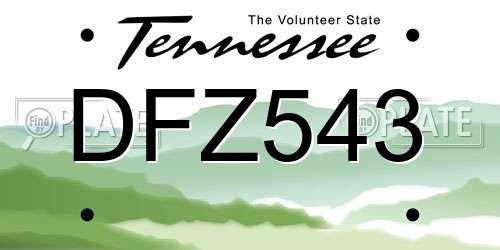 DFZ543 Tennessee License Plate