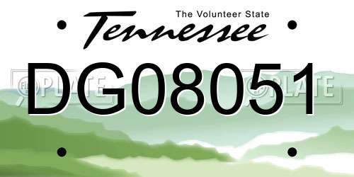 DG08051 Tennessee License Plate