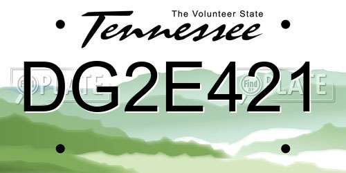 DG2E421 Tennessee License Plate