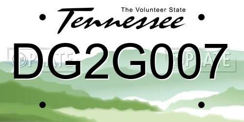 DG2G007 Tennessee License Plate