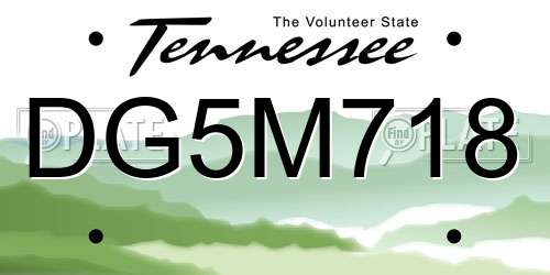 DG5M718 Tennessee License Plate