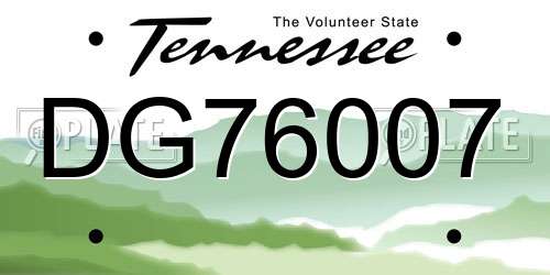 DG76007 Tennessee License Plate