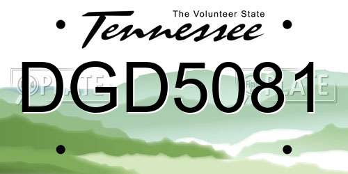 DGD5081 Tennessee License Plate
