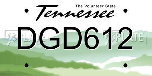 DGD612 Tennessee License Plate
