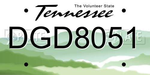 DGD8051 Tennessee License Plate