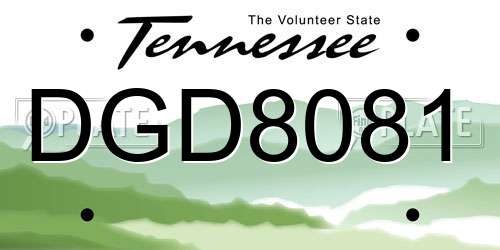 DGD8081 Tennessee License Plate