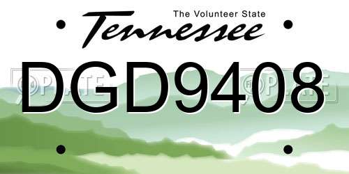 DGD9408 Tennessee License Plate