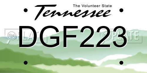 DGF223 Tennessee License Plate