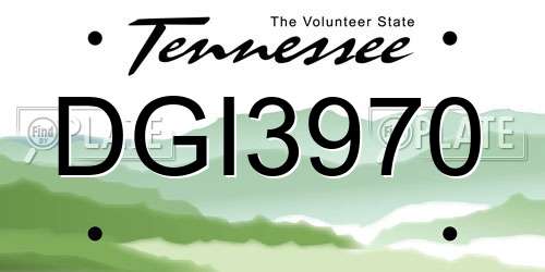 DGI3970 Tennessee License Plate
