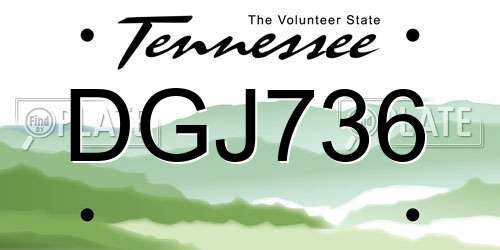 DGJ736 Tennessee License Plate