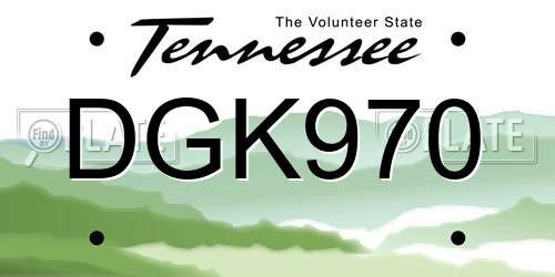 DGK970 Tennessee License Plate