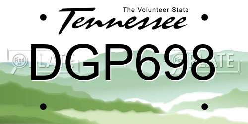 DGP698 Tennessee License Plate