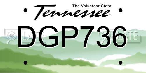 DGP736 Tennessee License Plate