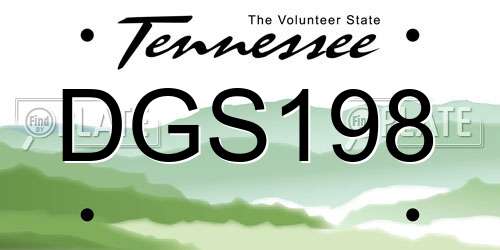 DGS198 Tennessee License Plate