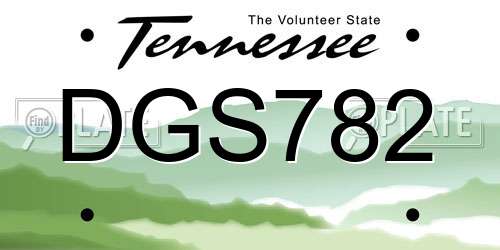 DGS782 Tennessee License Plate