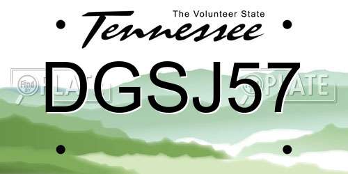 DGSJ57 Tennessee License Plate