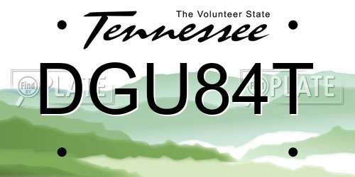 DGU84T Tennessee License Plate