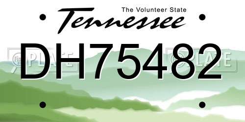 DH75482 Tennessee License Plate