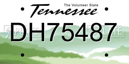 DH75487 Tennessee License Plate