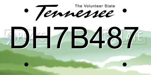 DH7B487 Tennessee License Plate