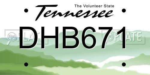 DHB671 Tennessee License Plate