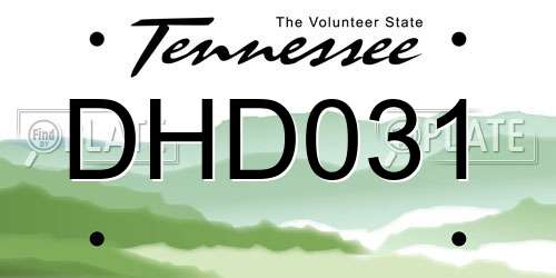 DHD031 Tennessee License Plate