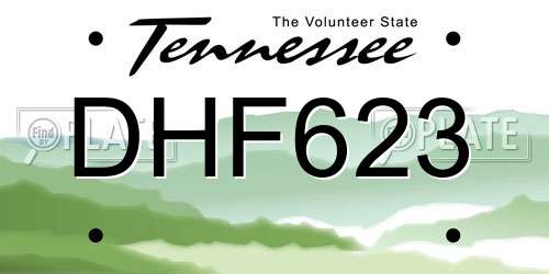 DHF623 Tennessee License Plate