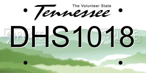 DHS1018 Tennessee License Plate