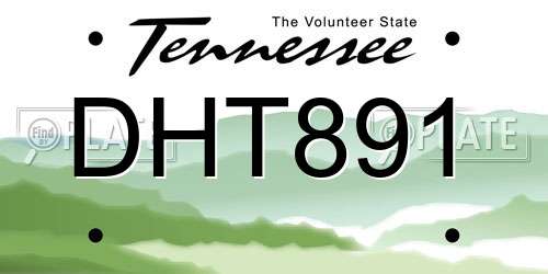DHT891 Tennessee License Plate
