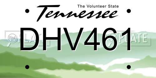 DHV461 Tennessee License Plate