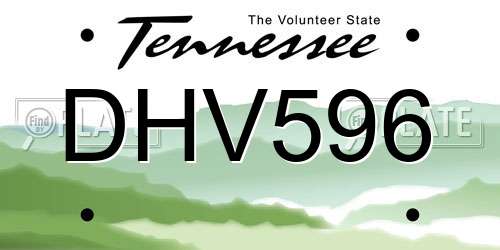 DHV596 Tennessee License Plate