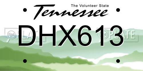 DHX613 Tennessee License Plate