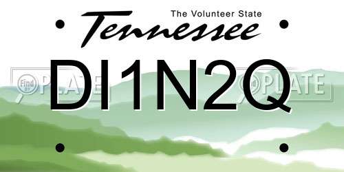 DI1N2Q Tennessee License Plate