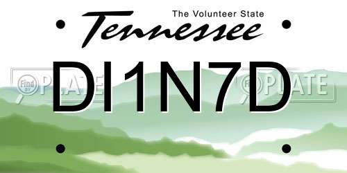 DI1N7D Tennessee License Plate