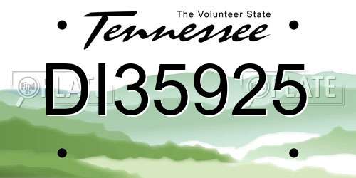 DI35925 Tennessee License Plate