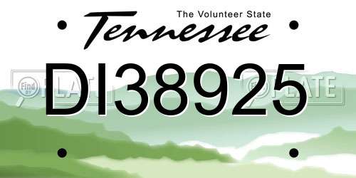 DI38925 Tennessee License Plate
