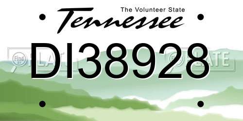 DI38928 Tennessee License Plate
