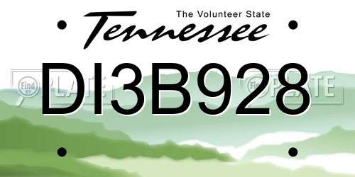 DI3B928 Tennessee License Plate