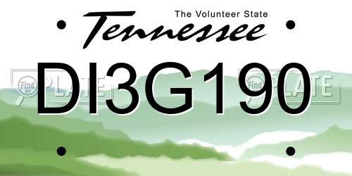 DI3G190 Tennessee License Plate