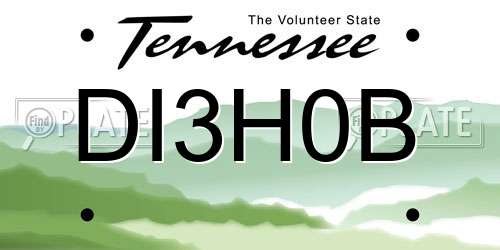 DI3H0B Tennessee License Plate