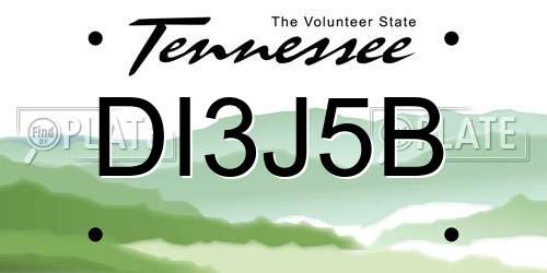DI3J5B Tennessee License Plate