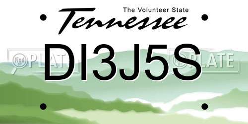 DI3J5S Tennessee License Plate