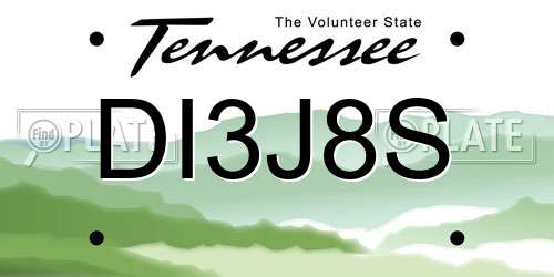 DI3J8S Tennessee License Plate