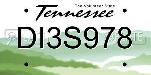 DI3S978 Tennessee License Plate