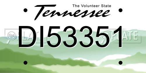 DI53351 Tennessee License Plate